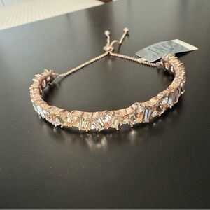 INC International Concepts Rose Gold Slider Bracelet with Crystal Details NWT